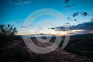 Amazing sunset in desert dunes