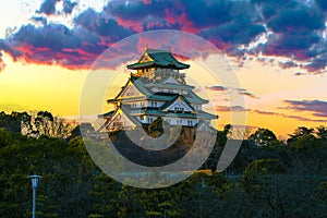 Amazing sunset Image of Osaka Castle