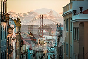 amazing sunset in Lisbon with the Vasco de Gama bridge