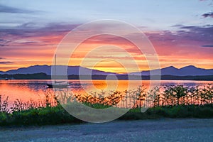 Amazing sunset at Loch Linnhe with Shuna Island and Ardnamurchan in background, Argyll