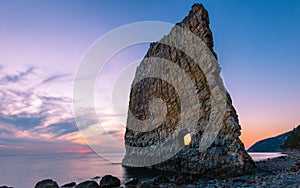 Amazing Sunset near Sail Rock in Russia