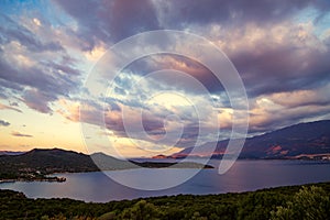 Amazing sunset over mediterranean sea near the city of Kas