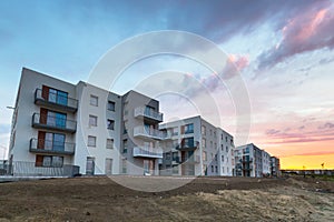 Amazing sunset over residential area