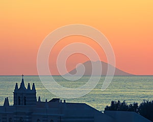 Amazing sunset over Stromboli
