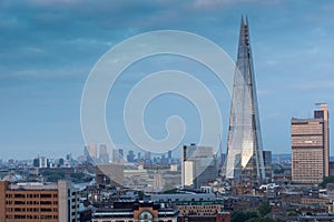 Amazing Sunset panorama from Tate modern Gallery to city of London, England, Great Britain