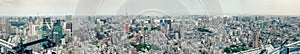 Amazing sunset panoramic aerial view of Tokyo skyline