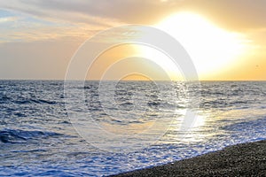 Amazing sunset on the seafront in Brighton beach, Brighton and Hove.