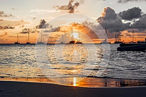 Amazing sunset view from marina in Bequia island