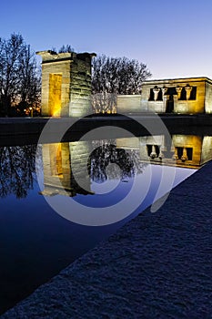 Amazing Sunset view of Temple of Debod in City of Madrid