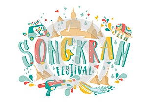 Amazing Thailand Songkran festival design on white background, vector illustration.