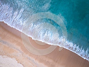 Amazing Top view sea beach landscape background,Summer sea waves crashing on sandy shore seascape background,High angle view ocean