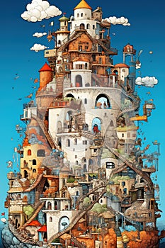Amazing the tower of Babel intricate complex Generative AI