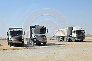 Amazing travel in the desert road in oman. vehicles.