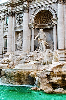 Amazing Trevi Fountain with antique statues. Rome. Italy.