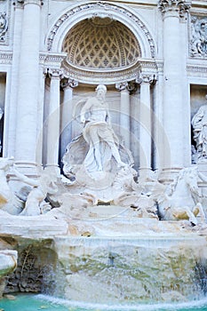 Amazing Trevi fountain sculpture in Rome, Italy.