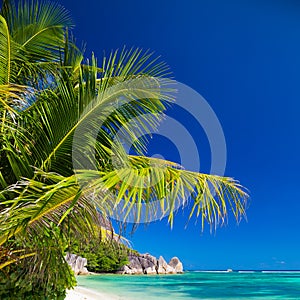 Amazing tropical beach Anse Source d`Argent with granite boulders on La Digue Island, Seychelles