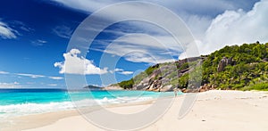 Amazing tropical beach with granite boulders on Grande Soeur Island, Seychelles