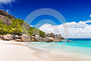 Amazing tropical beach with granite boulders on Grande Soeur Island, Seychelles