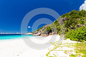 Amazing tropical beach with granite boulders on Grande Soeur Island, Seychelles