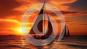 amazing tropical sunset and silhouette of sailing 3