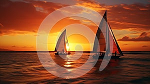 amazing tropical sunset and silhouette of sailing 4