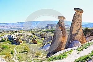 Amazing Twin Fairy Chimneys Cappadocia landscape Turkey