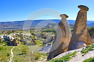 Amazing Twin Fairy Chimneys Cappadocia landscape Turkey