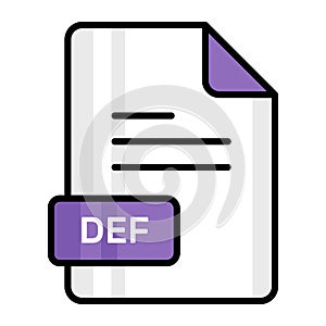 An amazing vector icon of DEF file, editable design