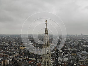 Amazing view from above. The capital of Belgium. Great Brussels. Very historical and touristic place. Must see. View from Drone.