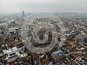 Amazing view from above. The capital of Belgium. Great Brussels. Very historical and touristic place. Must see. View from Drone.