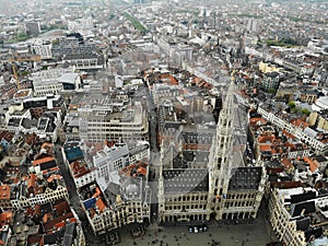 Amazing view from above. The capital of Belgium. Great Brussels. Very historical and touristic place. Must see. View from Drone.