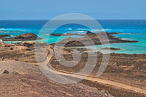 Isla de Lobos with turquoise sea and waves in Fuerteventura photo