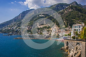 Amazing view of Amalfi on the tyrrhenian sea, Campania