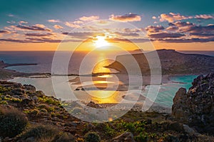 Amazing view of Balos Lagoon with magical turquoise waters, Chania, Crete.