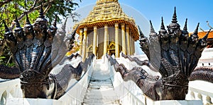 Amazing view of beautiful The Footprint of the Lord Buddha, Saraburi. Location: Ancient City Park, Muang Boran, Samut Prakan
