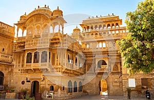 Amazing view on beautiful Mandir Palace in Jaisalmer, Rajasthan, India. Artistic picture. Beauty world