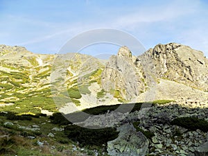 Amazing view of beautiful rocky mountains and green landscape in Slovakia