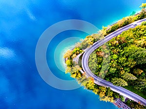 Amazing View On Bled Lake, Slovenia, Europe. Aerial view.