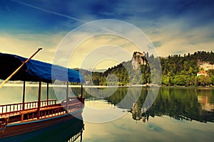 Amazing View On Bled Lake. Springtime or summertime in Slovenia.