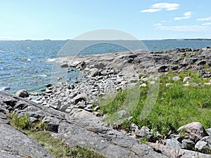 Amazing view of blue  Baltic sea and island of Sveaborg in Finland!