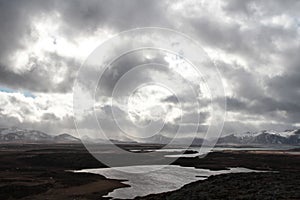 Amazing view of a breathtaking Iceland landscape on cloudy sky background