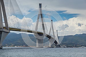 Amazing view of The cable bridge between Rio and Antirrio, Patra, Greece