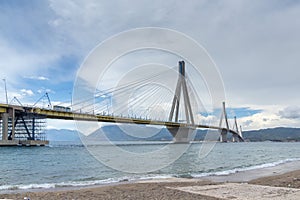 Amazing view of The cable bridge between Rio and Antirrio, Patra, Greece