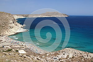 Amazing view of Cala del Plomo beach , one of the most beautiful spots in Cabo de Gata natural park, NÃÂ­jar, Andalusia, Spain photo