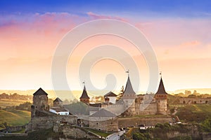 Amazing view on the castle in Kamianets-Podilskyi, Ukraine.