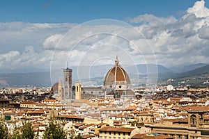 Amazing view of the city of Florence with Brunelleschi`s Dome. Florence, Italy