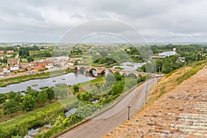Amazing view at the Cuidad Rodrigo city surrounding downtown, Agueda river and natural landscape photo