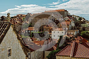 Amazing view of Dubrovnik old town. Beautiful cloudy sky