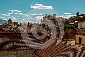 Amazing view of Dubrovnik old town. Beautiful cloudy sky