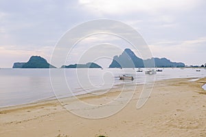 Amazing view of fishing boat at sunset in Thailand